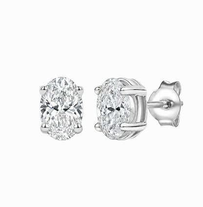 14K Lab Grown Oval Solitaire Earrings F-G VS1-VS2