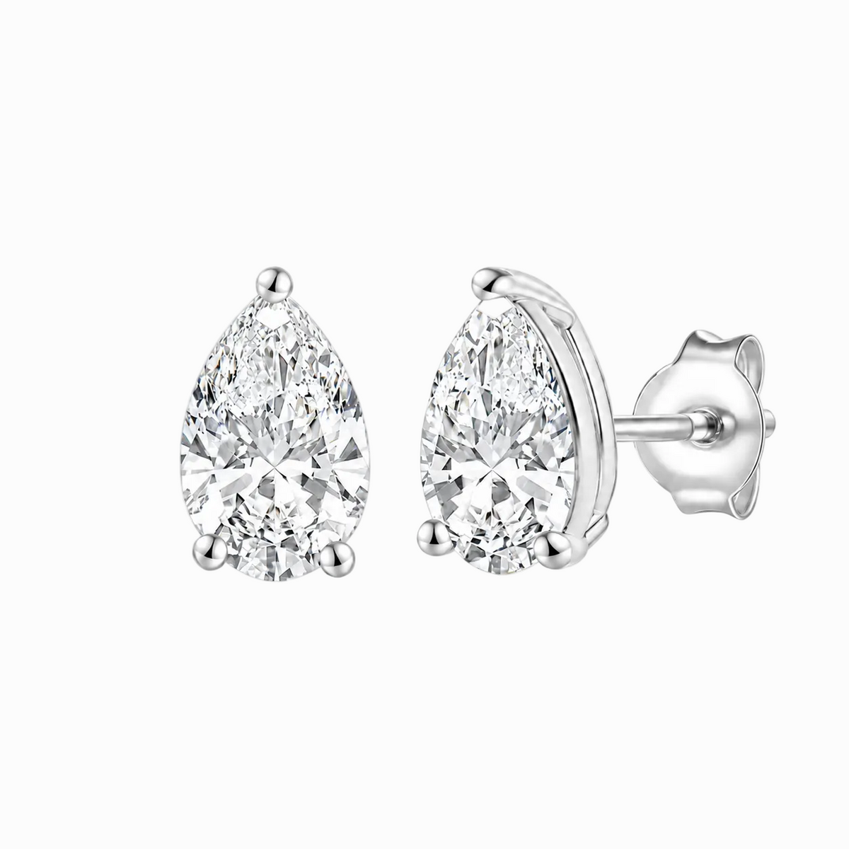 14K Lab Grown Pear Solitaire Earrings F-G VS1-VS2