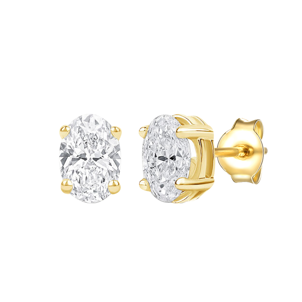 14K Lab Grown Oval Solitaire Earrings F-G VS1-VS2