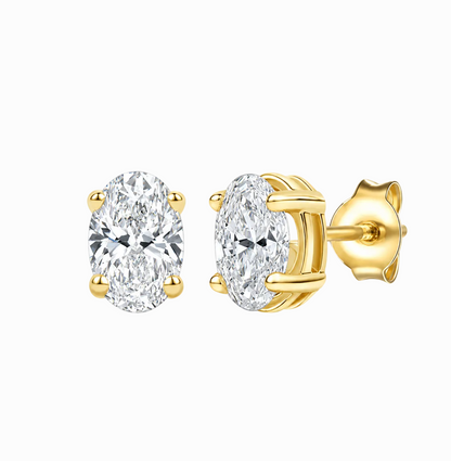 14K Lab Grown Oval Solitaire Earrings F-G VS1-VS2