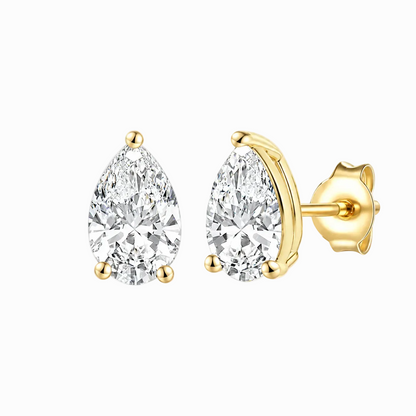 14K Lab Grown Pear Solitaire Earrings F-G VS1-VS2
