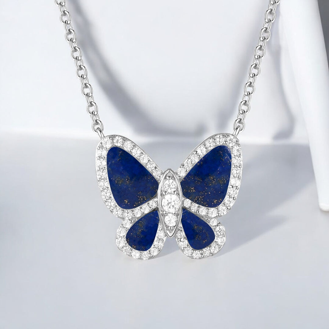 Sterling Silver Lapis Butterfly Pendant