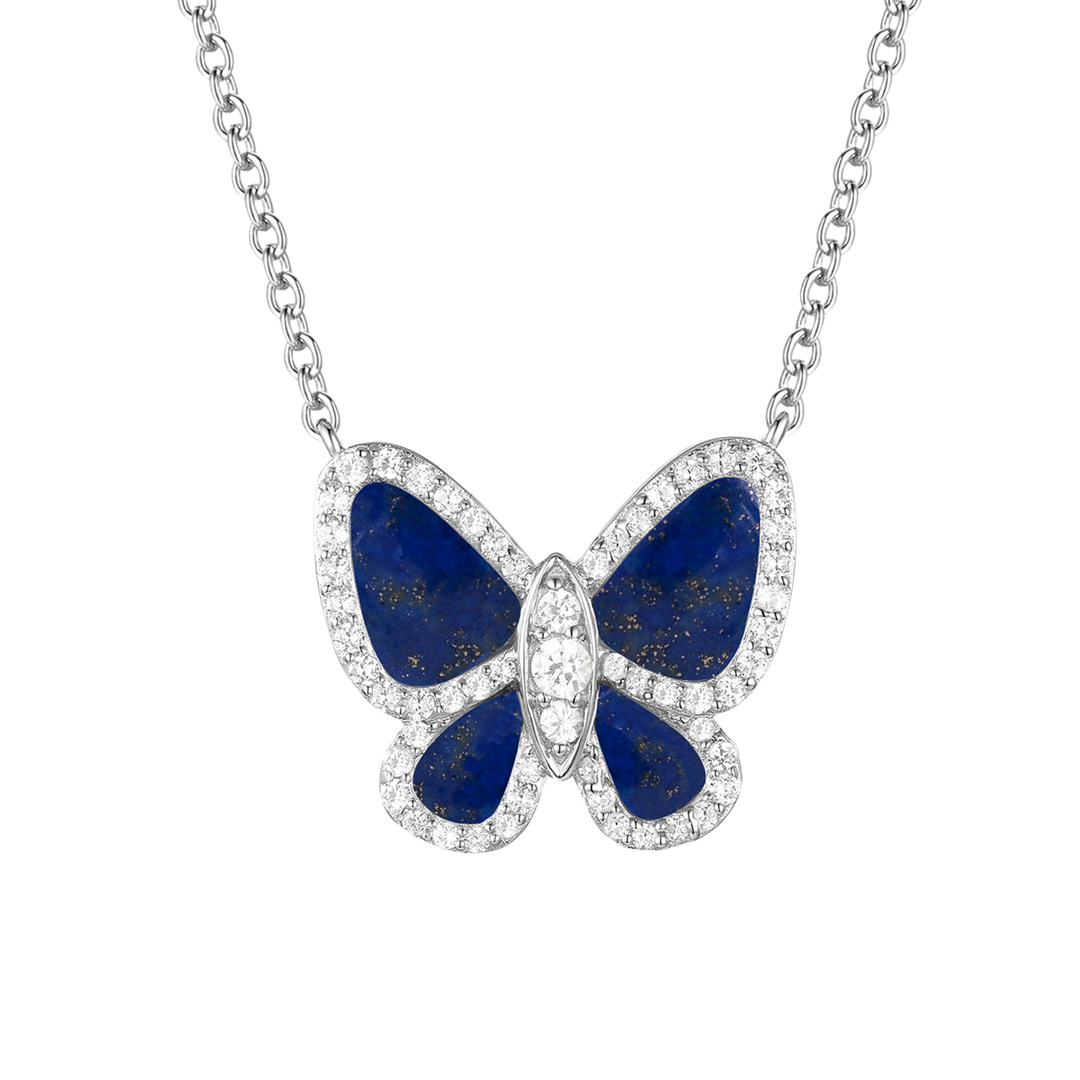 Sterling Silver Lapis Butterfly Pendant