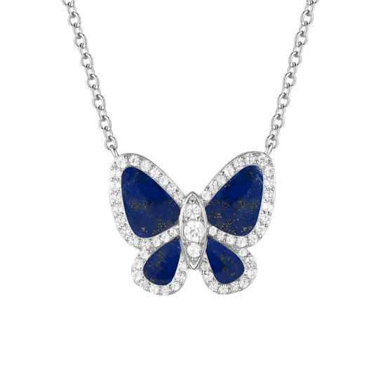 Sterling Silver Lapis Butterfly Pendant
