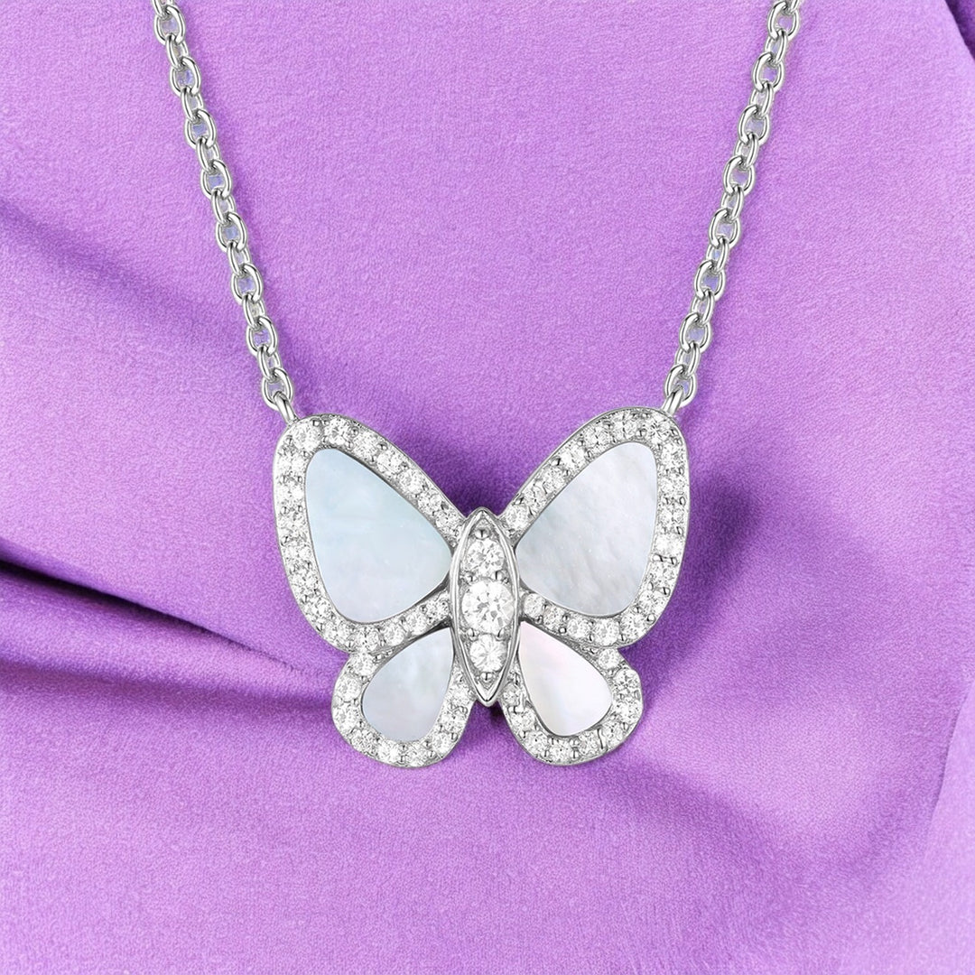 Sterling Silver Mother of Pearl Butterfly Pendant