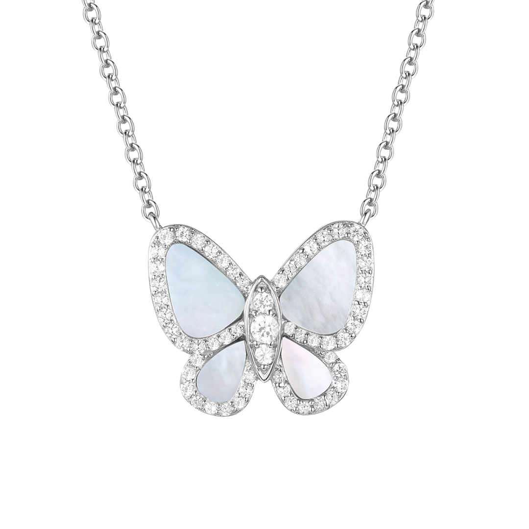 Sterling Silver Mother of Pearl Butterfly Pendant