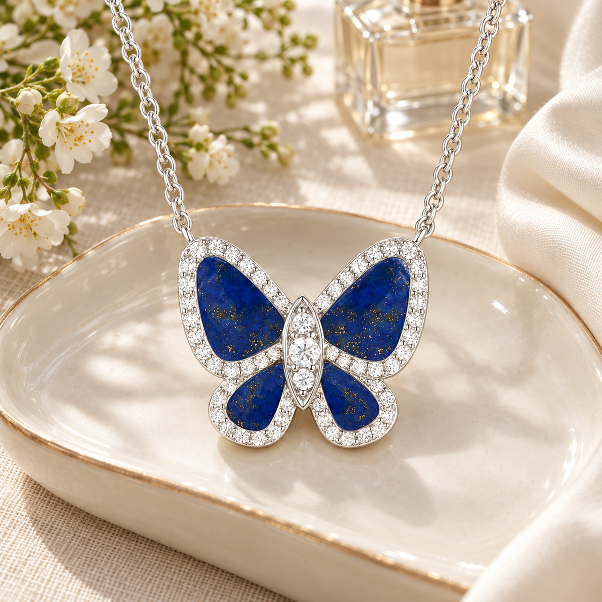 Sterling Silver Lapis Butterfly Pendant