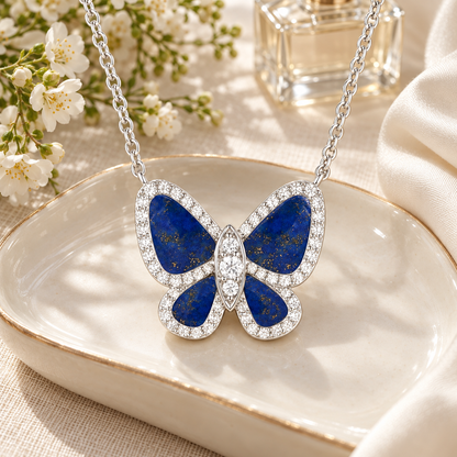 Sterling Silver Lapis Butterfly Pendant