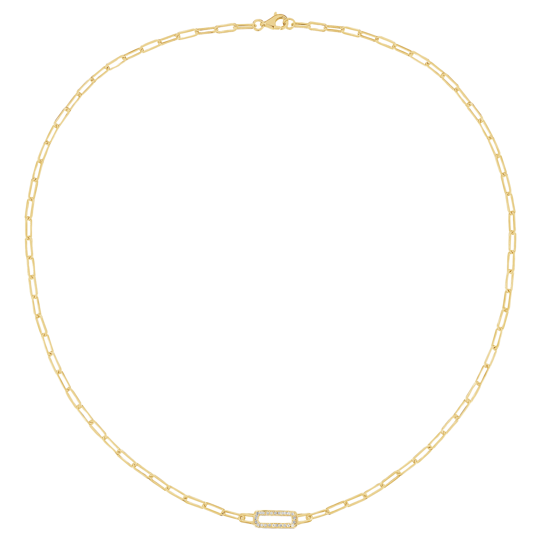 14K Yellow Gold Over Silver 1/5 ct tw Diamond Paperclip Chain Necklace 17"