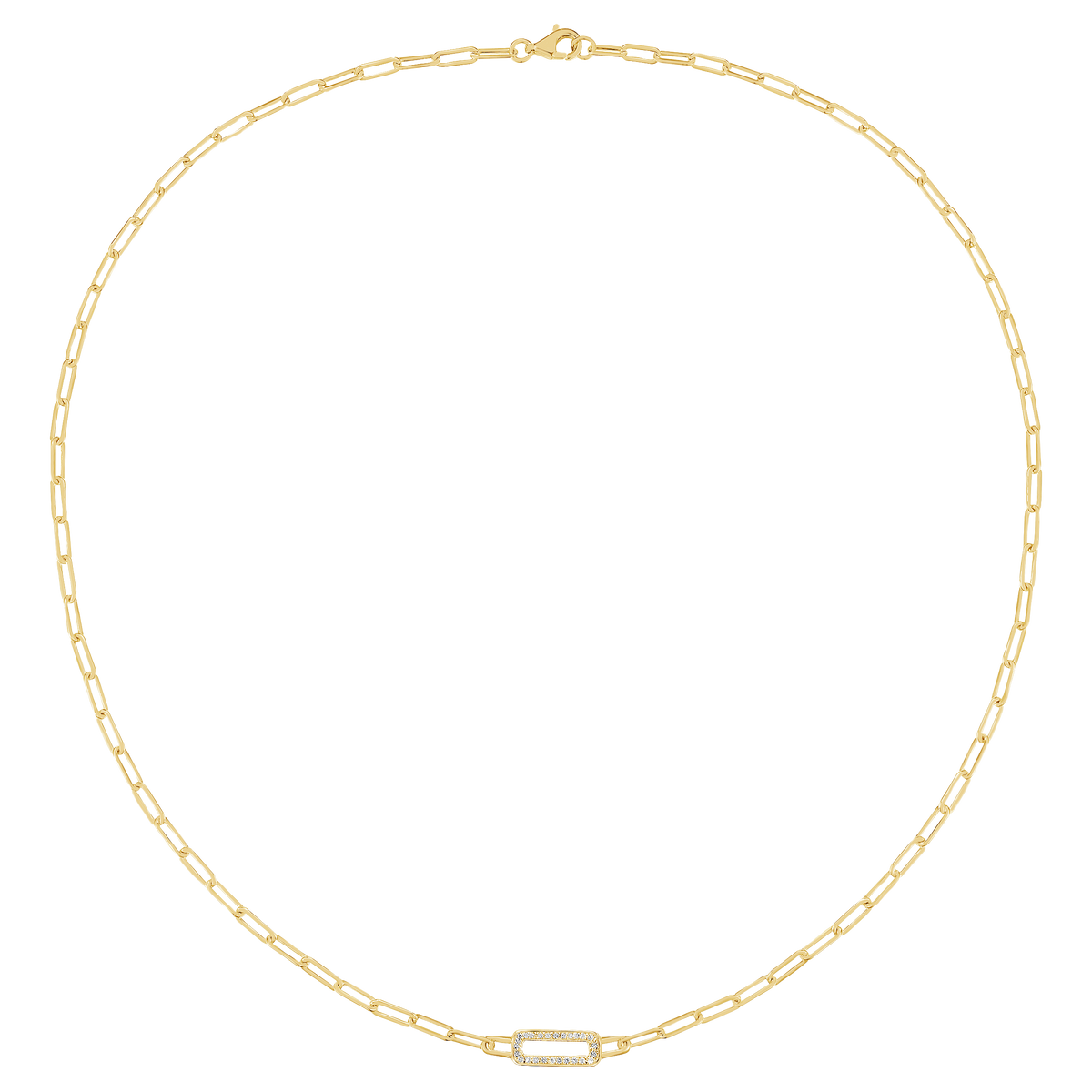 14K Yellow Gold Over Silver 1/5 ct tw Diamond Paperclip Chain Necklace 17"