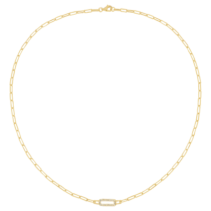 14K Yellow Gold Over Silver 1/5 ct tw Diamond Paperclip Chain Necklace 17"