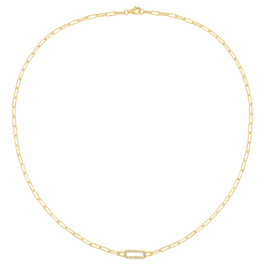 14K Yellow Gold Over Silver 1/5 ct tw Diamond Paperclip Chain Necklace 17"