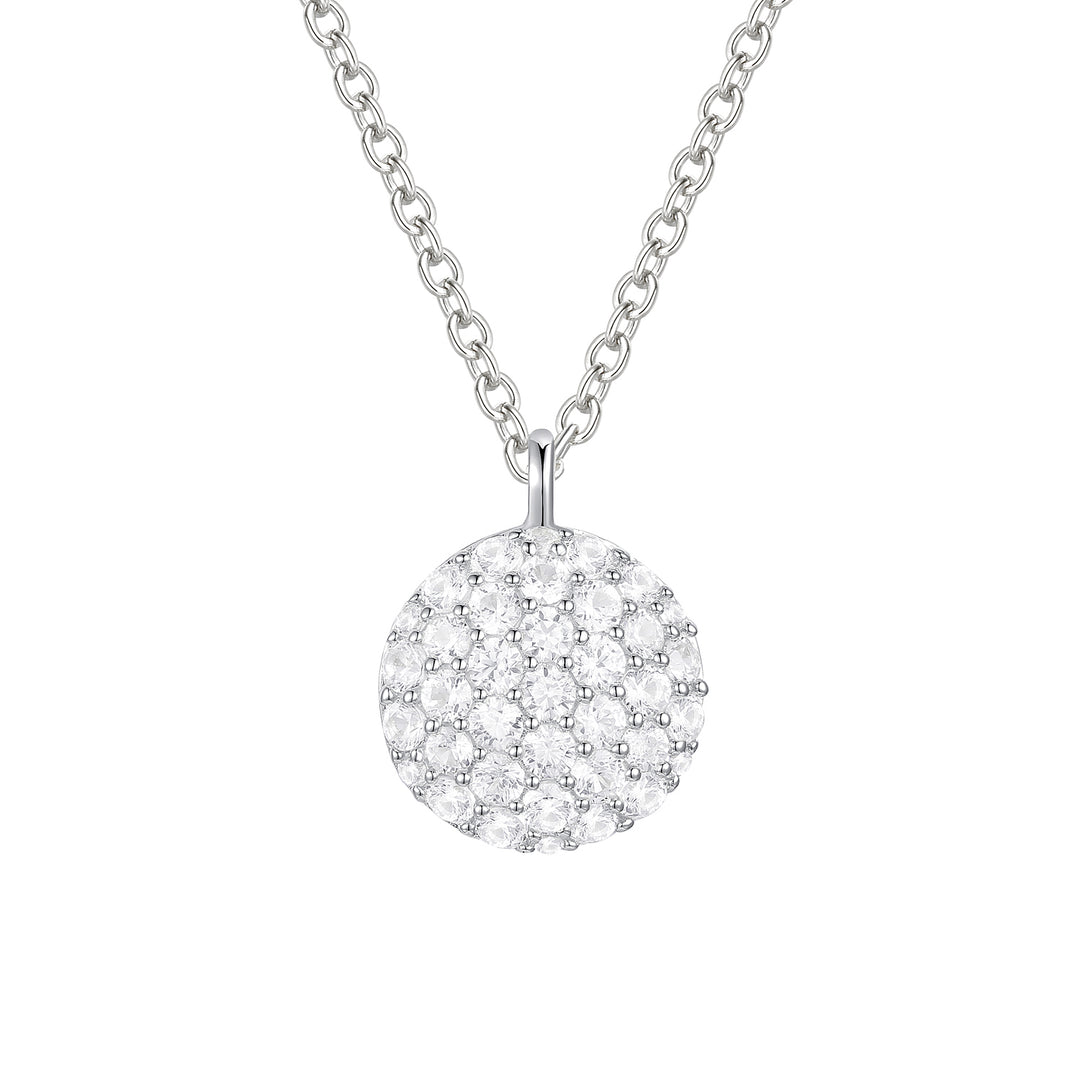 Sterling Silver 1/2 ct tw Diamond Round Shape Pavé Pendant with 18" Chain (I-I2)