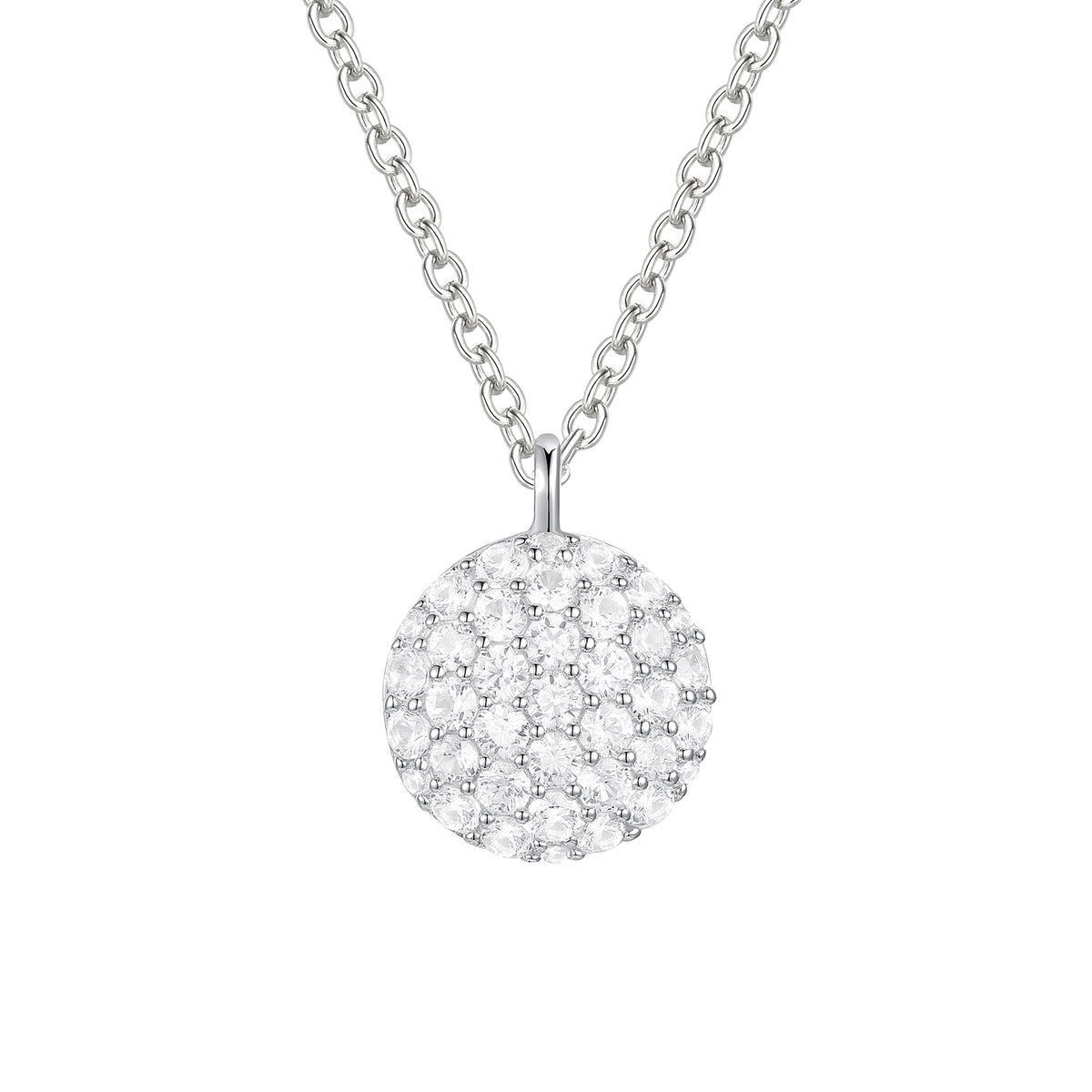 Sterling Silver 1/2 ct tw Diamond Round Shape Pavé Pendant with 18" Chain (I-I2)
