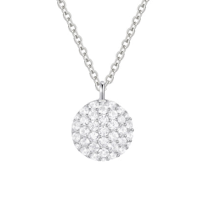 Sterling Silver 1/2 ct tw Diamond Round Shape Pavé Pendant with 18" Chain (I-I2)