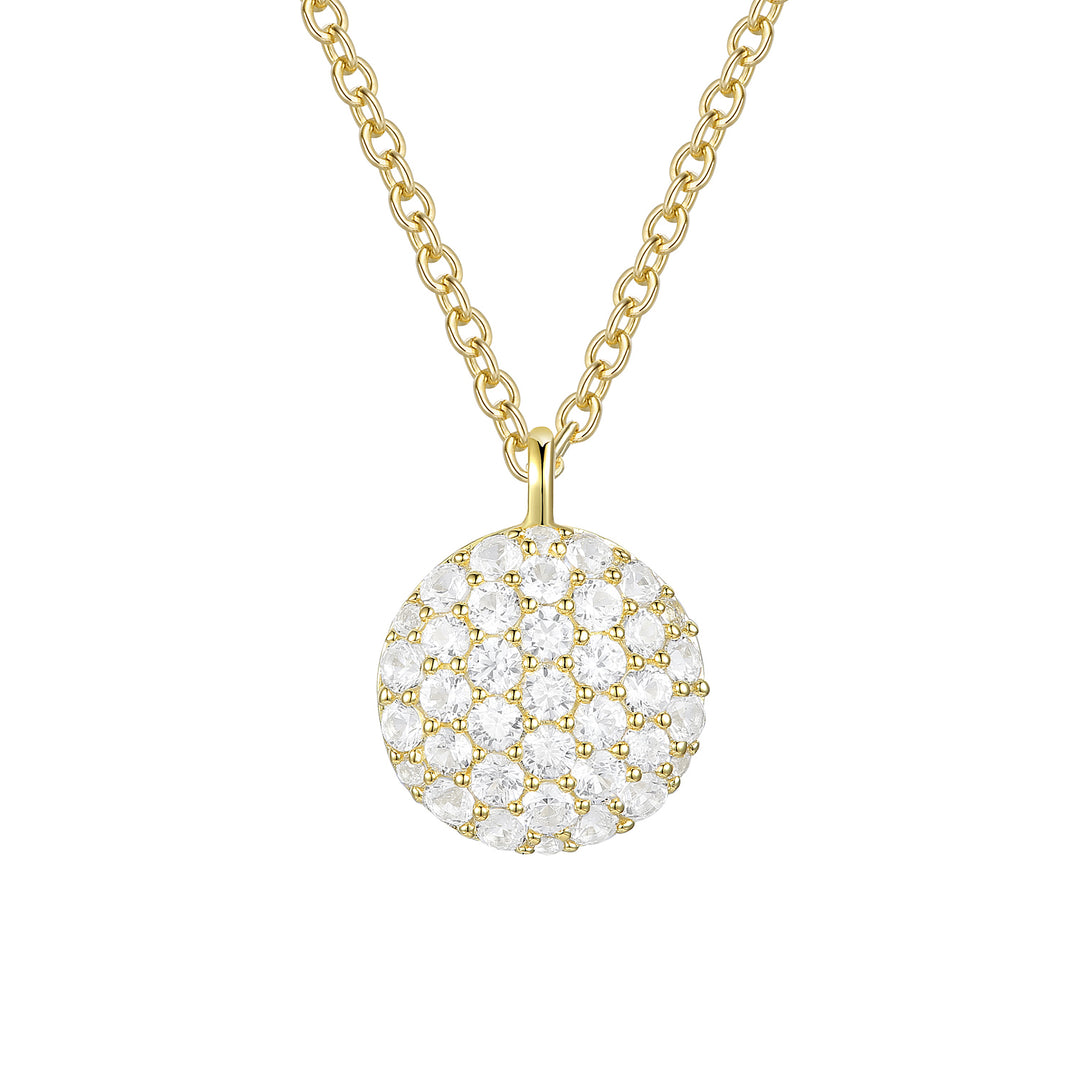 14K Yellow Gold over Sterling Silver 1/2 ct tw Diamond Round Shape Pavé Pendant with 18" Chain (I-I2)