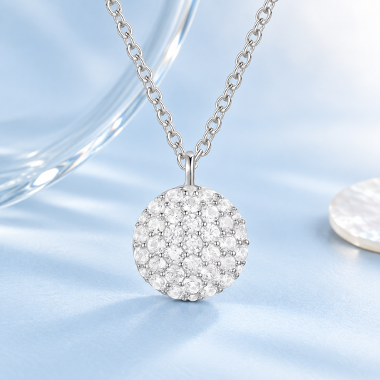 Sterling Silver 1/2 ct tw Diamond Round Shape Pavé Pendant with 18" Chain (I-I2)