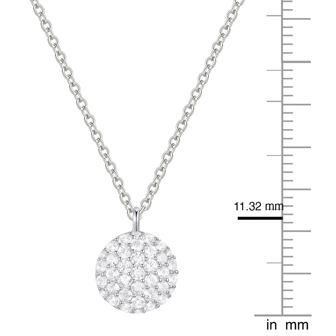 Sterling Silver 1/2 ct tw Diamond Round Shape Pavé Pendant with 18" Chain (I-I2)