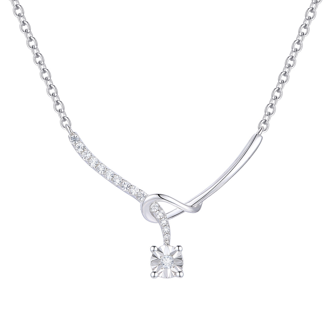 Sterling Silver 3/8 ct tw Diamond Station Necklace 18" (I-I2)