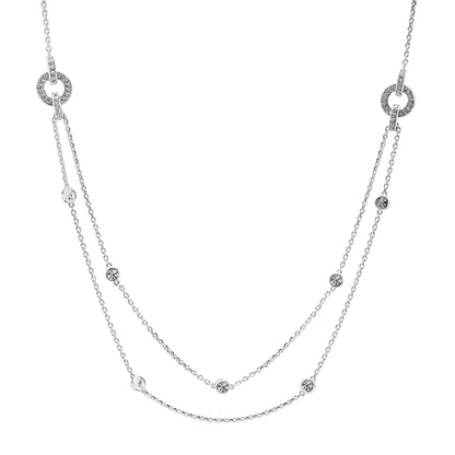 Sterling Silver 1/3 ct tw Diamond Double Row Miracle Plate Necklace 18" (I-I2)