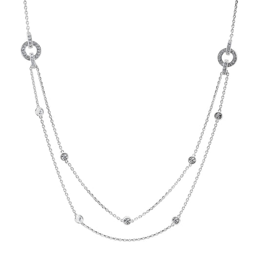 Sterling Silver 1/3 ct tw Diamond Double Row Miracle Plate Necklace 18" (I-I2)