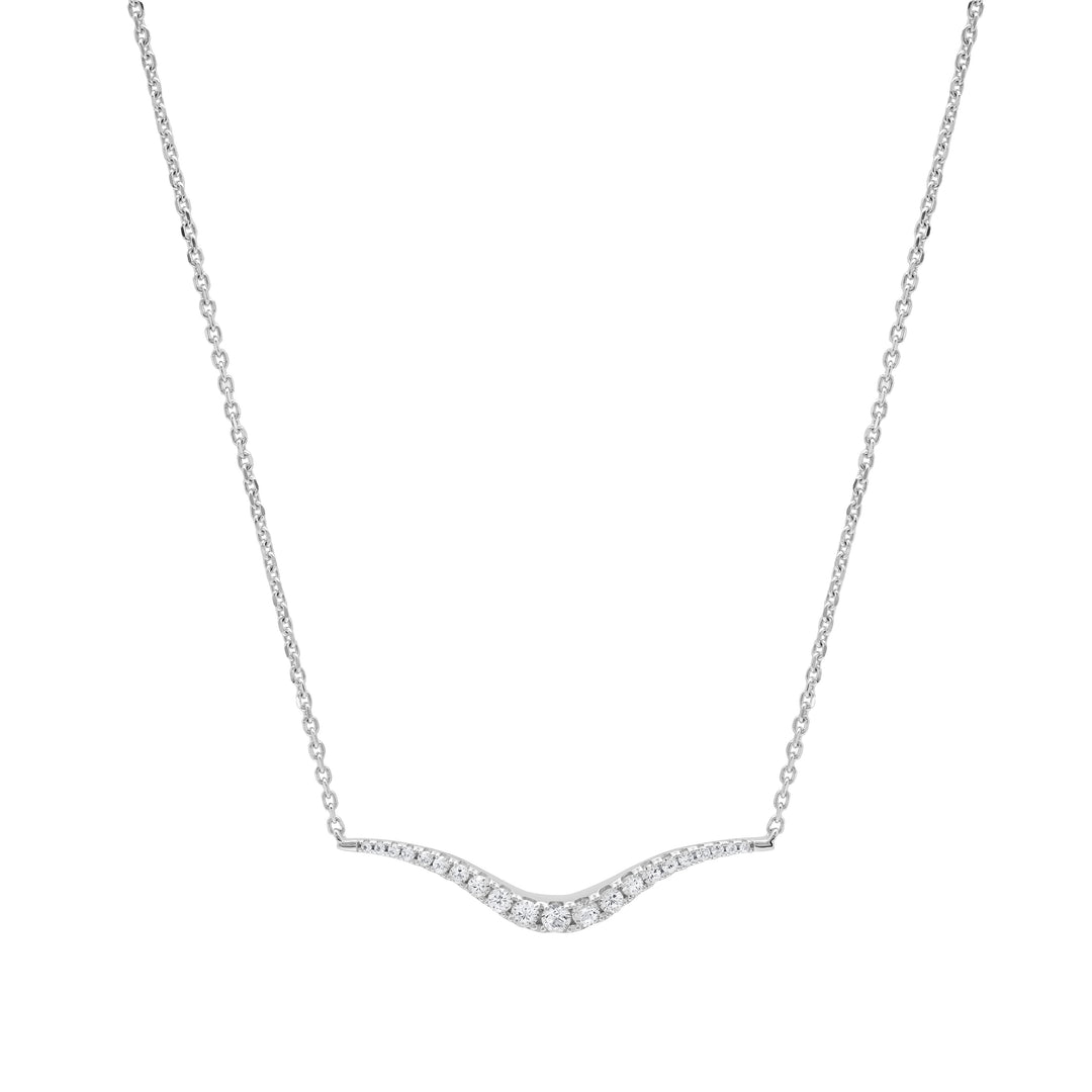 Sterling Silver 1/4 ct tw Diamond Wave Station Necklace 18" (I-I2)