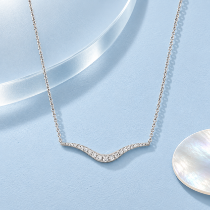 Sterling Silver 1/4 ct tw Diamond Wave Station Necklace 18" (I-I2)