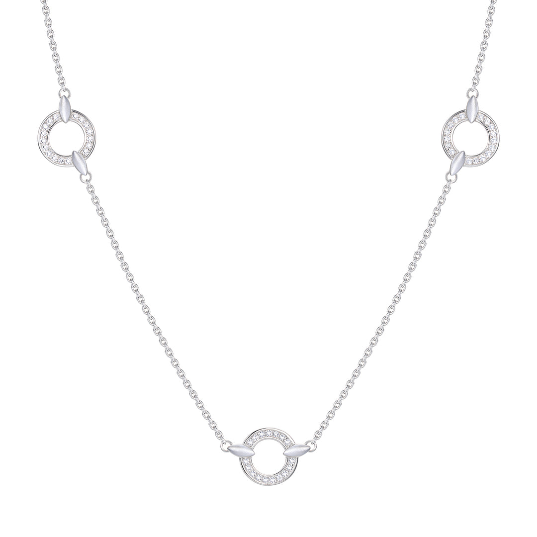 Sterling Silver 1/4 ct tw Diamond Circle Station Necklace 17" (I-I2)