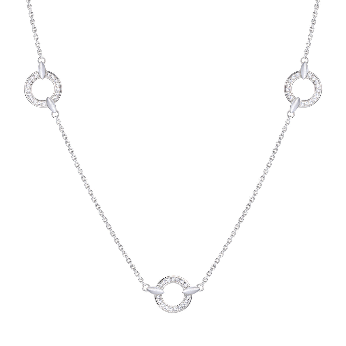 Sterling Silver 1/4 ct tw Diamond Circle Station Necklace 17" (I-I2)