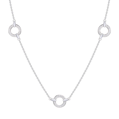 Sterling Silver 1/4 ct tw Diamond Circle Station Necklace 17" (I-I2)