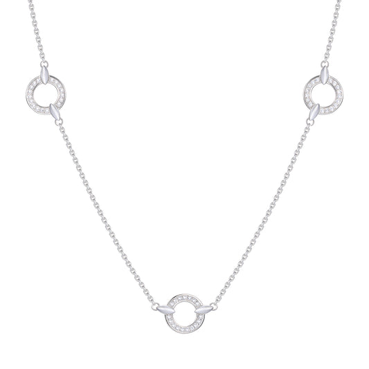 Sterling Silver 1/4 ct tw Diamond Circle Station Necklace 17" (I-I2)