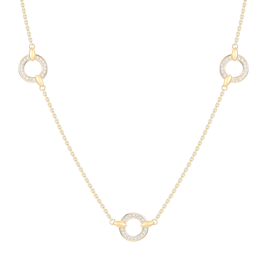 14K Yellow Gold over Sterling Silver 1/4 ct tw Diamond Circle Station Necklace 17" (I-I2)