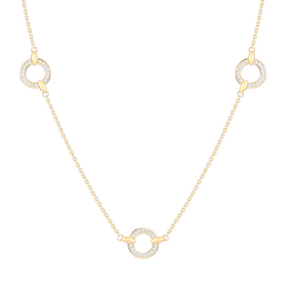 14K Yellow Gold over Sterling Silver 1/4 ct tw Diamond Circle Station Necklace 17" (I-I2)