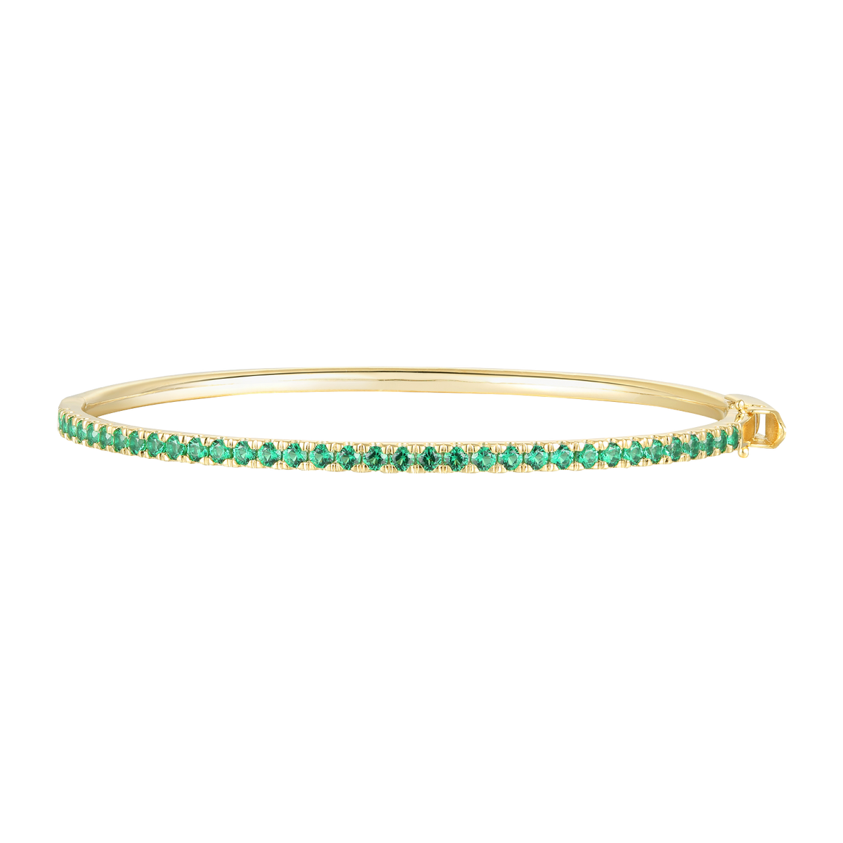 14K Gold over Silver Lab Created Emerald Bangle