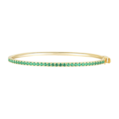 14K Gold over Silver Lab Created Emerald Bangle