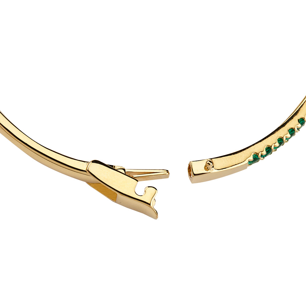 14K Gold over Silver Lab Created Emerald Bangle