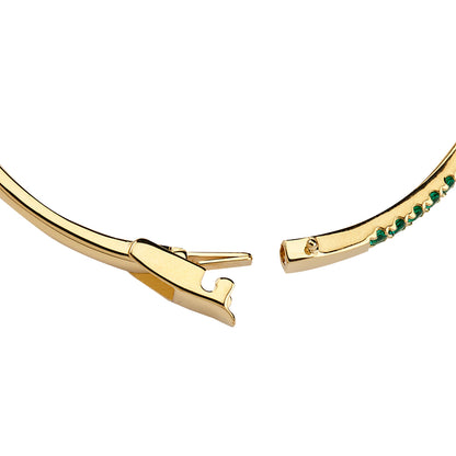 14K Gold over Silver Lab Created Emerald Bangle