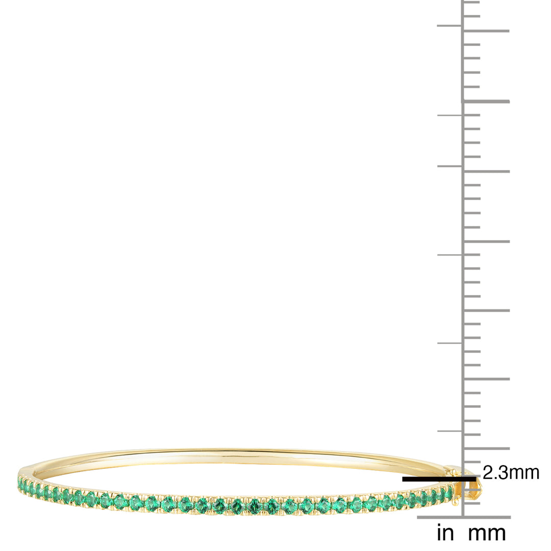 14K Gold over Silver Lab Created Emerald Bangle