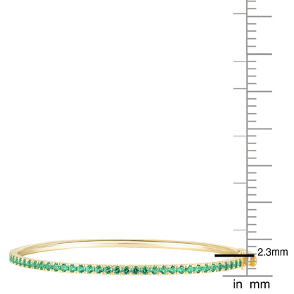 14K Gold over Silver Lab Created Emerald Bangle