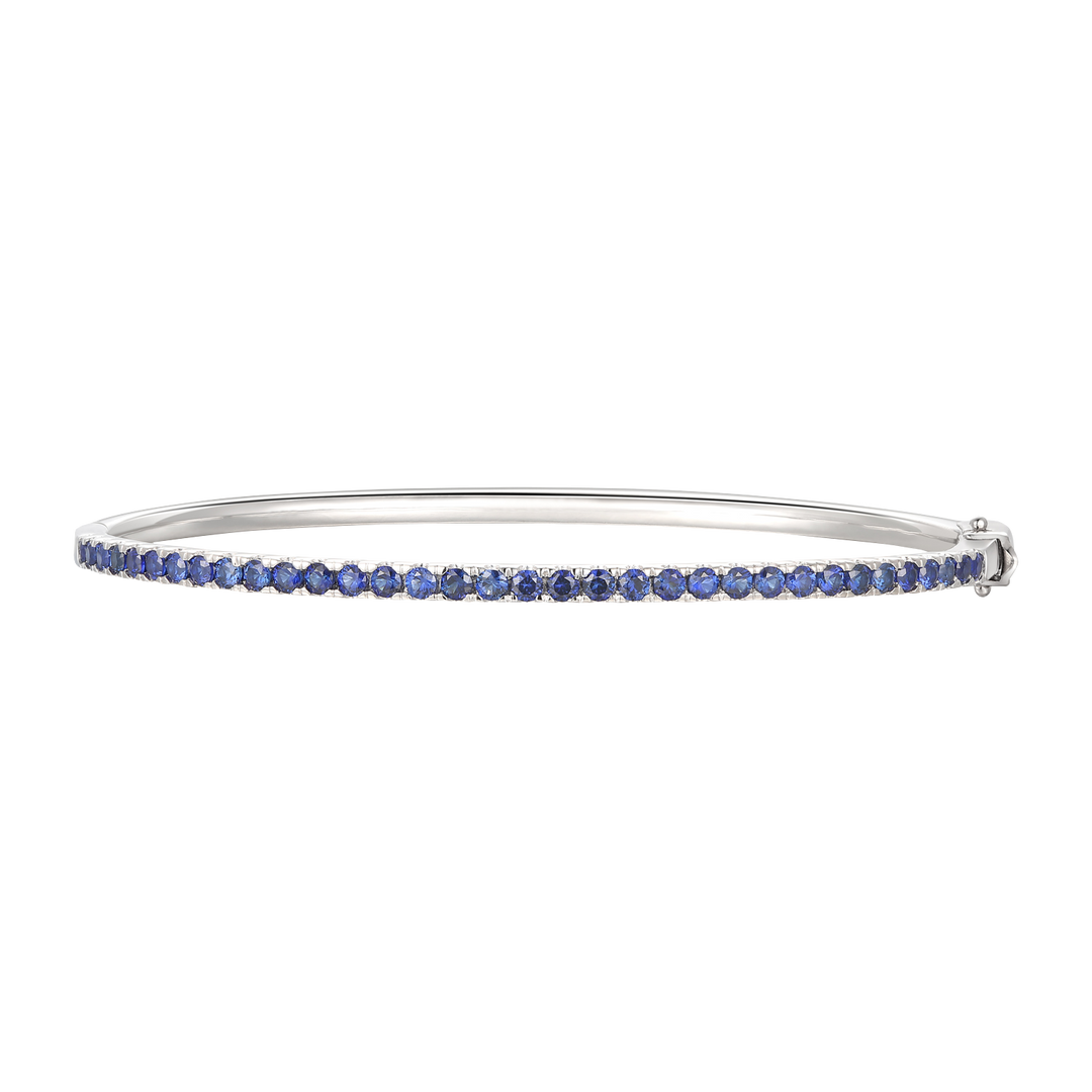 Sterling Silver Lab Created Blue Sapphire Bangle