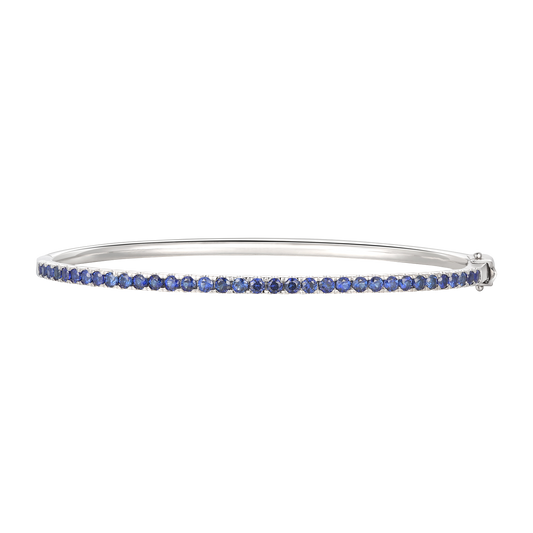 Sterling Silver Lab Created Blue Sapphire Bangle