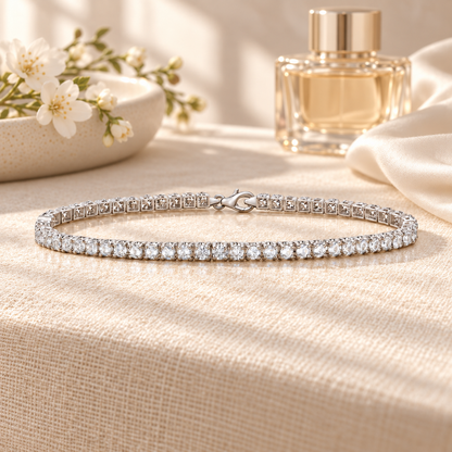 Sterling Silver or 14K Yellow Gold Plated Silver 4 ct tw Lab Grown Diamond Tennis Bracelet
