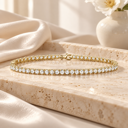 Sterling Silver or 14K Yellow Gold Plated Silver 4 ct tw Lab Grown Diamond Tennis Bracelet