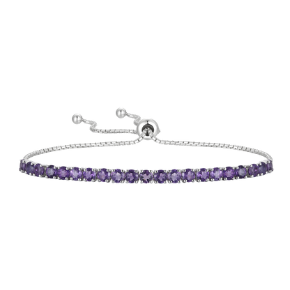 Sterling Silver Adjustable Gemstone Bolo Bracelet
