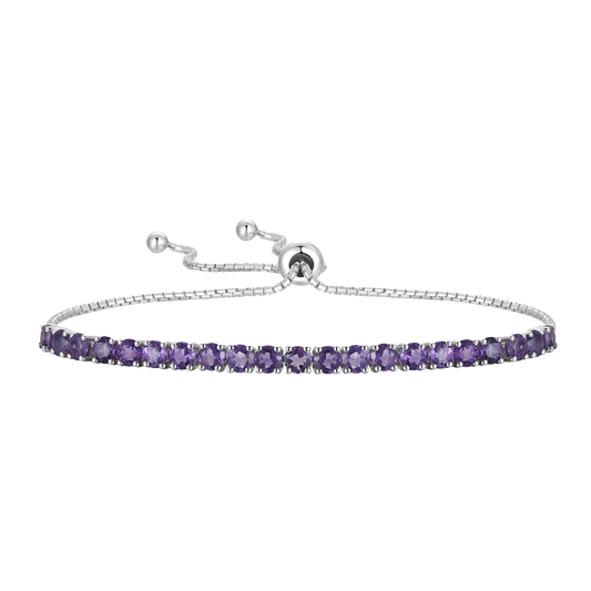 Sterling Silver Adjustable Gemstone Bolo Bracelet
