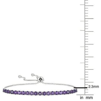 Sterling Silver Adjustable Gemstone Bolo Bracelet