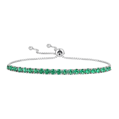 Sterling Silver Adjustable Gemstone Bolo Bracelet