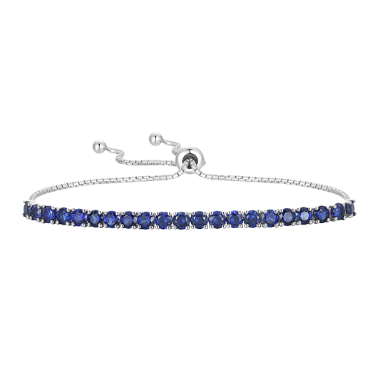 Sterling Silver Adjustable Gemstone Bolo Bracelet