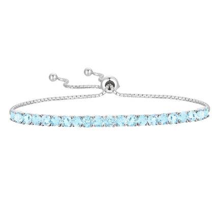 Sterling Silver Adjustable Gemstone Bolo Bracelet