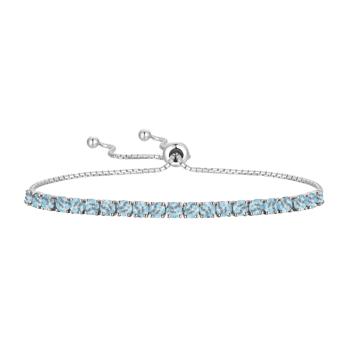 Sterling Silver Adjustable Gemstone Bolo Bracelet